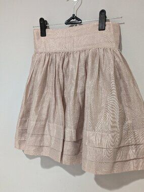 Coco Blanc Girls Champagne Shimmer Organza Pleated Party Skirt Size 7 Boutique